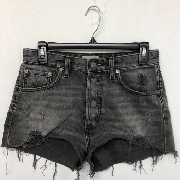 Boyish by Her Women Black Denim Shorts Size 27 Style Cody Cotton Blend B289 -4 - Picture 15 of 16